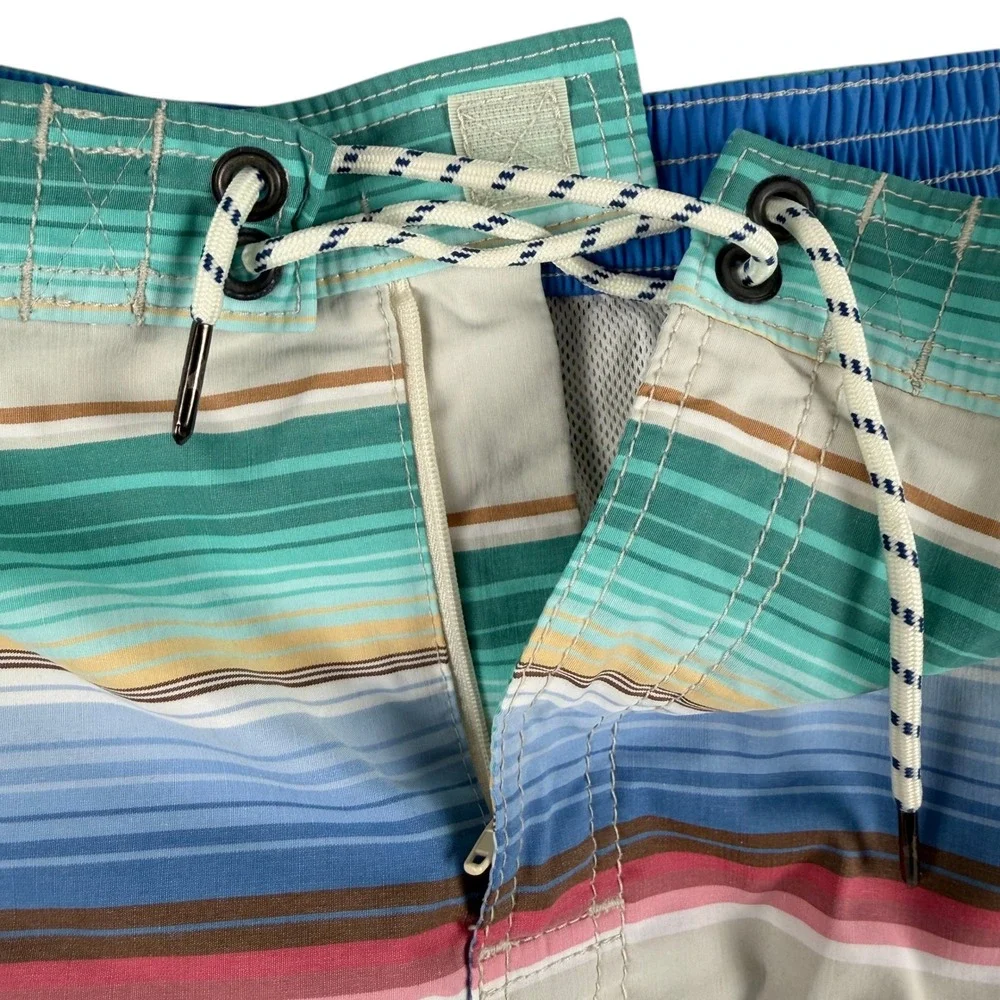 Tommy Bahama Relax Swim Trunks Mens L Multicolor Striped Drawstring Board Shorts